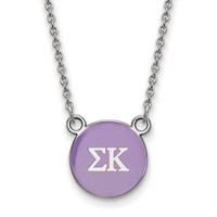 Sterling Silver Rhodium-plated LogoArt Sigma Kappa Sorority Greek Letters Small Color Enamel Pendant Necklace, 18" view 1