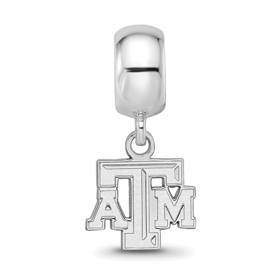 Sterling Silver Rhodium-plated LogoArt Texas A and M University T-A-M Extra Small Dangle Bead Charm