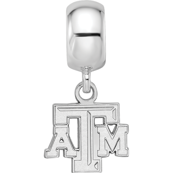Sterling Silver Rhodium-plated LogoArt Texas A and M University T-A-M Extra Small Dangle Bead Charm