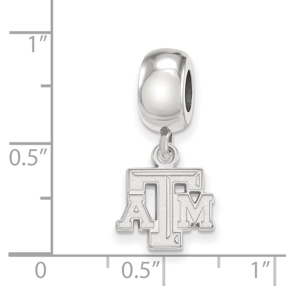 Sterling Silver Rhodium-plated LogoArt Texas A and M University T-A-M Extra Small Dangle Bead Charm