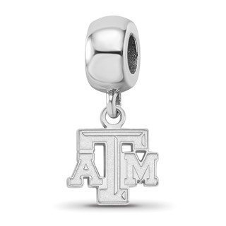 Sterling Silver Rhodium-plated LogoArt Texas A and M University T-A-M Extra Small Dangle Bead Charm
