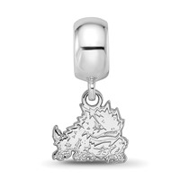 Sterling Silver Rhodium-plated LogoArt Texas Christian University Horned Frog Small Dangle Bead Charm view 3