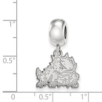 Sterling Silver Rhodium-plated LogoArt Texas Christian University Horned Frog Small Dangle Bead Charm view 4