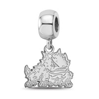 Sterling Silver Rhodium-plated LogoArt Texas Christian University Horned Frog Small Dangle Bead Charm view 1