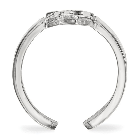 Sterling Silver Rhodium-plated MLB LogoArt Detroit Tigers Letter D Toe Ring