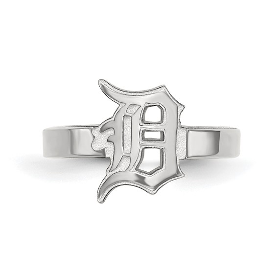 Sterling Silver Rhodium-plated MLB LogoArt Detroit Tigers Letter D Toe Ring