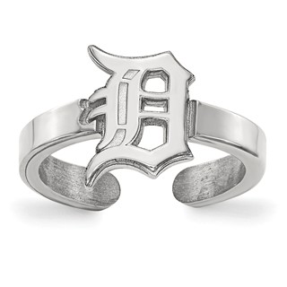 Sterling Silver Rhodium-plated MLB LogoArt Detroit Tigers Letter D Toe Ring