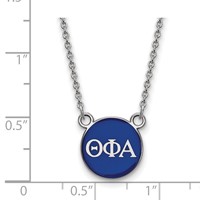 Sterling Silver Rhodium-plated LogoArt Theta Phi Alpha Sorority Greek Letters Small Color Enamel Pendant Necklace, 18" view 2