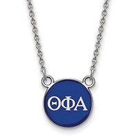 Sterling Silver Rhodium-plated LogoArt Theta Phi Alpha Sorority Greek Letters Small Color Enamel Pendant Necklace, 18" view 1