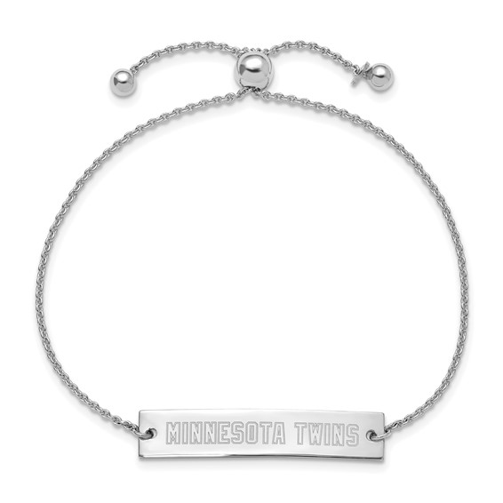 Sterling Silver Rhodium Plated Major League Baseball LogoArt Minnesota Twins Adjustable Bracelet