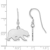 Sterling Silver Rhodium-plated LogoArt University of California Berkeley Bear Small Dangle Wire Earrings view 2