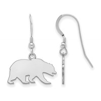 Sterling Silver Rhodium-plated LogoArt University of California Berkeley Bear Small Dangle Wire Earrings view 1