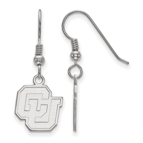 Sterling Silver Rhodium-plated LogoArt University of Colorado C-u Small Dangle Wire Earrings