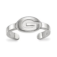 Sterling Silver Rhodium-plated LogoArt University of Georgia Letter G Toe Ring view 1