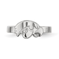Sterling Silver Rhodium-plated LogoArt University of Iowa Hawk Toe Ring view 4