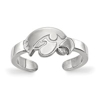 Sterling Silver Rhodium-plated LogoArt University of Iowa Hawk Toe Ring view 1