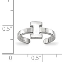 Sterling Silver Rhodium-plated LogoArt University of Illinois Letter I Toe Ring view 5
