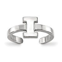 Sterling Silver Rhodium-plated LogoArt University of Illinois Letter I Toe Ring view 1