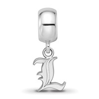 Sterling Silver Rhodium-plated LogoArt University of Louisville Letter L Extra Small Dangle Bead Charm view 3