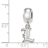 Sterling Silver Rhodium-plated LogoArt University of Louisville Letter L Extra Small Dangle Bead Charm view 4