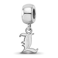 Sterling Silver Rhodium-plated LogoArt University of Louisville Letter L Extra Small Dangle Bead Charm view 1