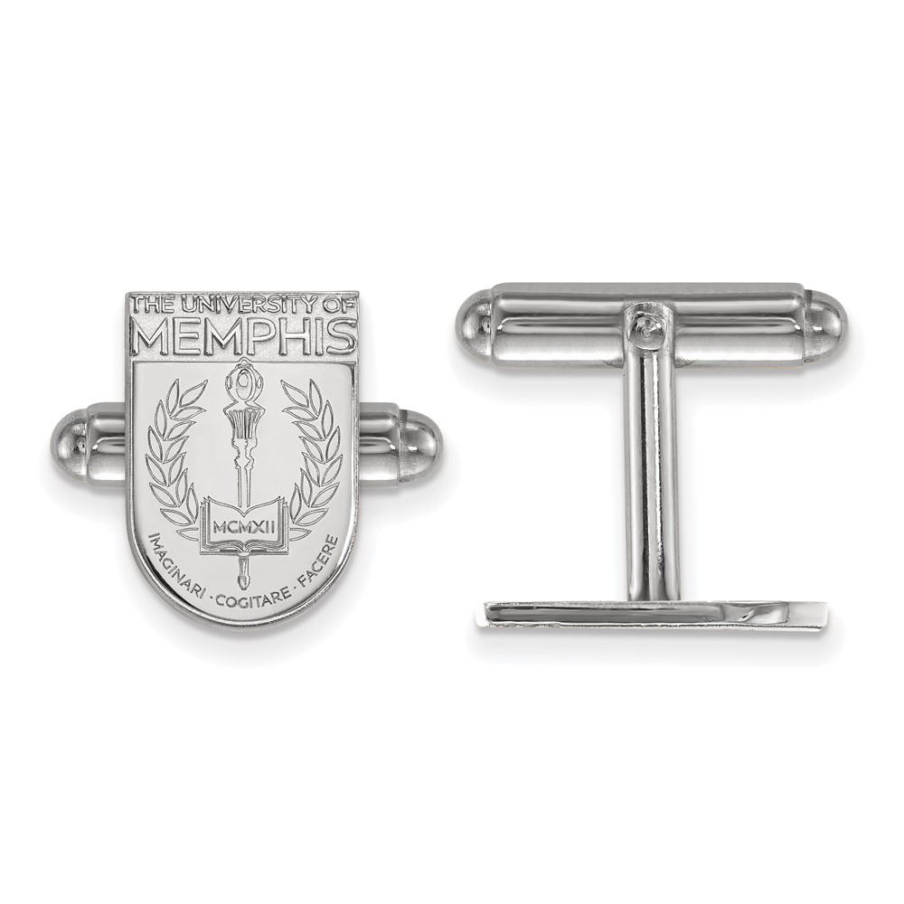 Sterling Silver Rhodium-plated LogoArt University of Memphis Crest Cuff Links