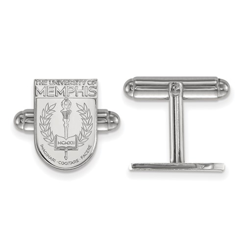 Sterling Silver Rhodium-plated LogoArt University of Memphis Crest Cuff Links