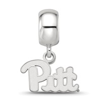 Sterling Silver Rhodium-plated LogoArt University of Pittsburgh Extra Small Dangle Bead Charm view 3