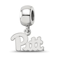 Sterling Silver Rhodium-plated LogoArt University of Pittsburgh Extra Small Dangle Bead Charm view 1