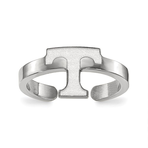 Sterling Silver Rhodium-plated LogoArt University of Tennessee Letter T Toe Ring