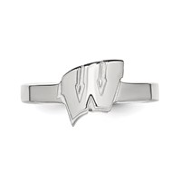 Sterling Silver Rhodium-plated LogoArt University of Wisconsin Letter W Toe Ring view 4