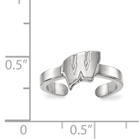 Sterling Silver Rhodium-plated LogoArt University of Wisconsin Letter W Toe Ring view 5