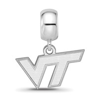 Sterling Silver Rhodium-plated LogoArt Virginia Tech V-t Extra Small Dangle Bead Charm view 3
