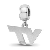 Sterling Silver Rhodium-plated LogoArt Virginia Tech V-t Extra Small Dangle Bead Charm view 5