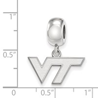 Sterling Silver Rhodium-plated LogoArt Virginia Tech V-t Extra Small Dangle Bead Charm view 4