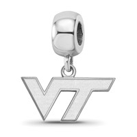 Sterling Silver Rhodium-plated LogoArt Virginia Tech V-t Extra Small Dangle Bead Charm view 1