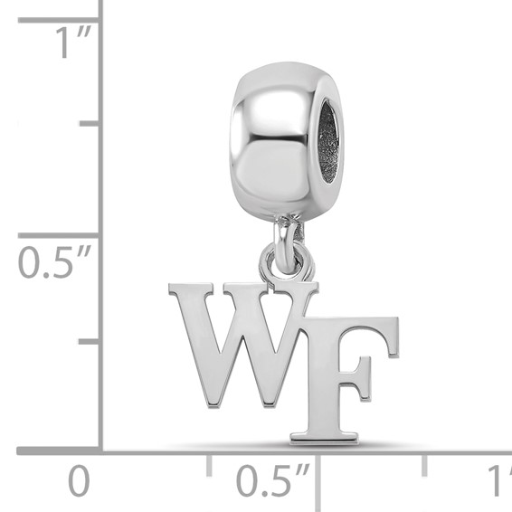 Sterling Silver Rhodium-plated LogoArt Wake Forest University W-F Extra Small Dangle Bead Charm
