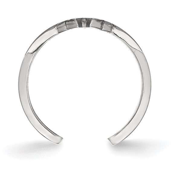 Sterling Silver Rhodium Plated Major League Baseball LogoArt New York Yankees N-Y Toe Ring