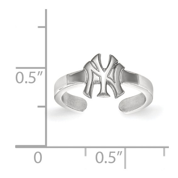 Sterling Silver Rhodium Plated Major League Baseball LogoArt New York Yankees N-Y Toe Ring