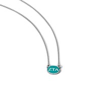 Sterling Silver Rhodium-plated LogoArt Zeta Tau Alpha Sorority Greek Letters Small Color Enamel Pendant Necklace, 18" view 3