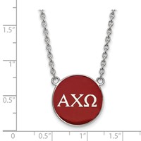 Sterling Silver Rhodium-plated LogoArt Alpha Chi Omega Sorority Greek Letters Large Color Enamel Pendant Necklace, 18" view 2