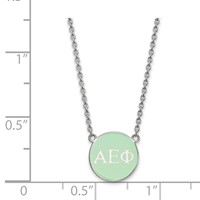 Sterling Silver Rhodium-plated LogoArt Alpha Epsilon Phi Sorority Greek Letters Small Color Enamel Pendant Necklace, 18" view 2