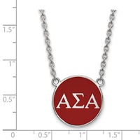 Sterling Silver Rhodium-plated LogoArt Alpha Sigma Alpha Sorority Greek Letters Large Color Enamel Pendant Necklace, 18" view 2