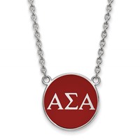 Sterling Silver Rhodium-plated LogoArt Alpha Sigma Alpha Sorority Greek Letters Large Color Enamel Pendant Necklace, 18" view 1