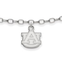 Sterling Silver Rhodium-plated LogoArt Auburn University 9 Inch Anklet view 1