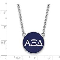 Sterling Silver Rhodium-plated LogoArt Alpha Xi Delta Sorority Greek Letters Large Color Enamel Pendant Necklace, 18" view 2
