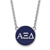 Sterling Silver Rhodium-plated LogoArt Alpha Xi Delta Sorority Greek Letters Large Color Enamel Pendant Necklace, 18" view 1