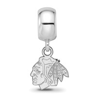 Sterling Silver Rhodium-plated Nhl LogoArt Chicago Blackhawks Extra Small Dangle Bead view 3
