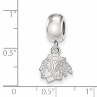Sterling Silver Rhodium-plated Nhl LogoArt Chicago Blackhawks Extra Small Dangle Bead view 4