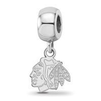 Sterling Silver Rhodium-plated Nhl LogoArt Chicago Blackhawks Extra Small Dangle Bead view 1